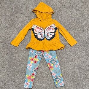 Carter's Yellow Butterfly Hoodie and Floral Leggings Set